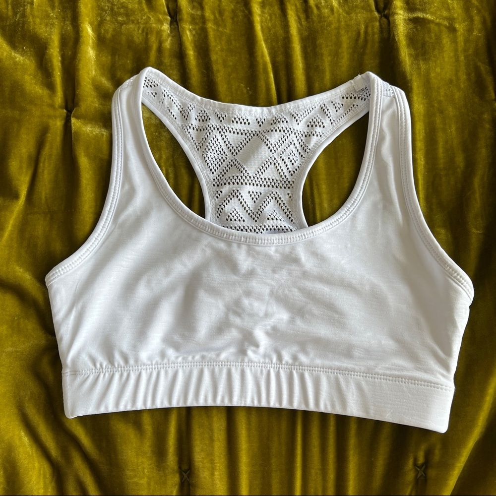 Zyia Active White Bomber Bra Small EUC